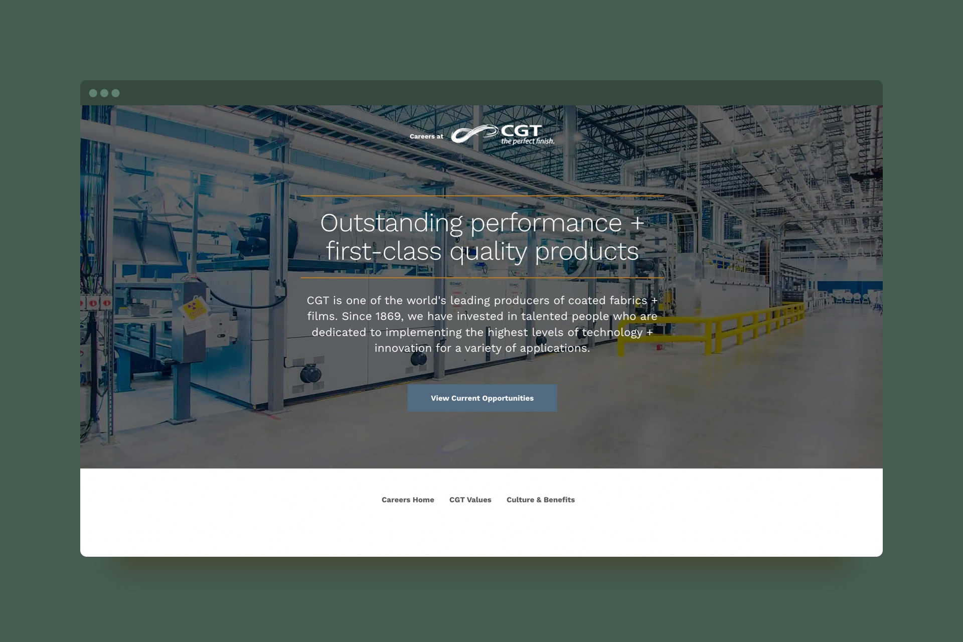 Example careers website homepage